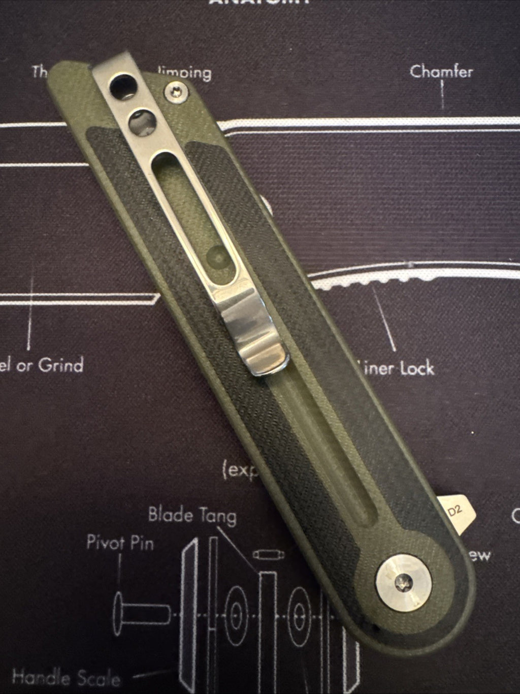 Dreamtech Liner Lock, Green G10 Handle, D2 Blade, Model D3863GG
