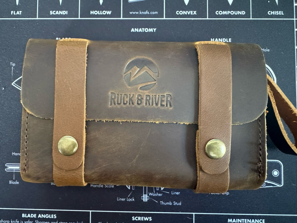 Ruck & River Leather Spice Holder Kit w/ 6 Jars Travel Spices Pouch Camp Cooking