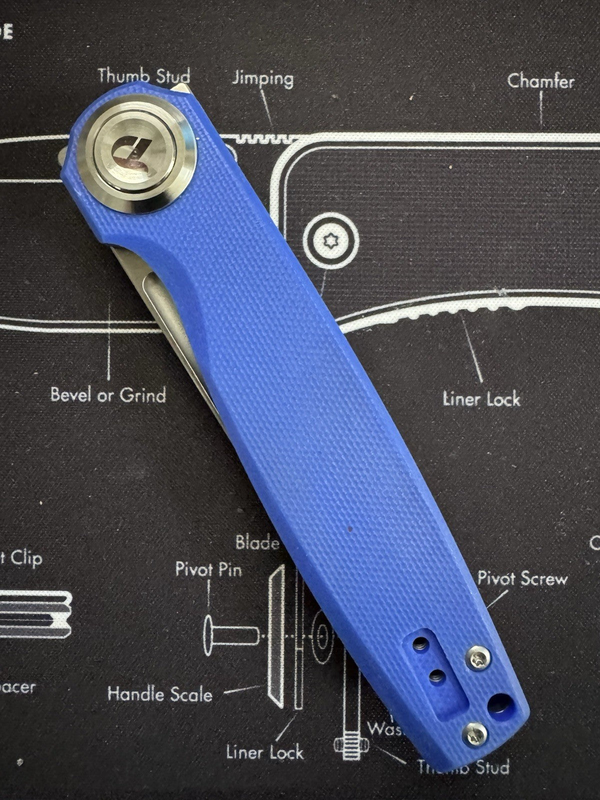 RARE Color - Shot Show Dreamtech Prototype / Sample Blue G10 / D2 Blade - D4002