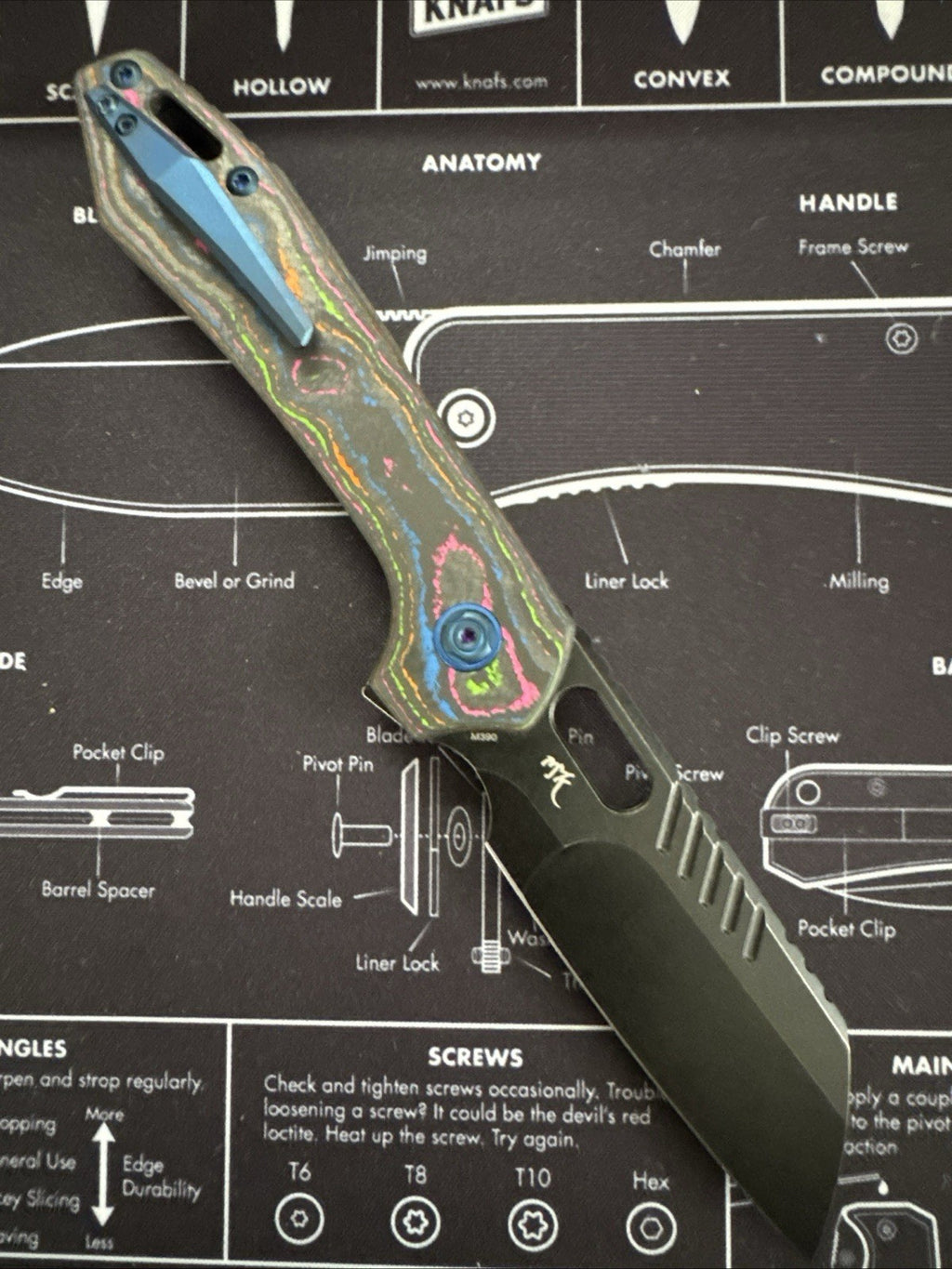 Vosteed RSKAOS EDC Blade BR OP Exclusive- 80s Camo Carbon Handle M390 Blade  NIB