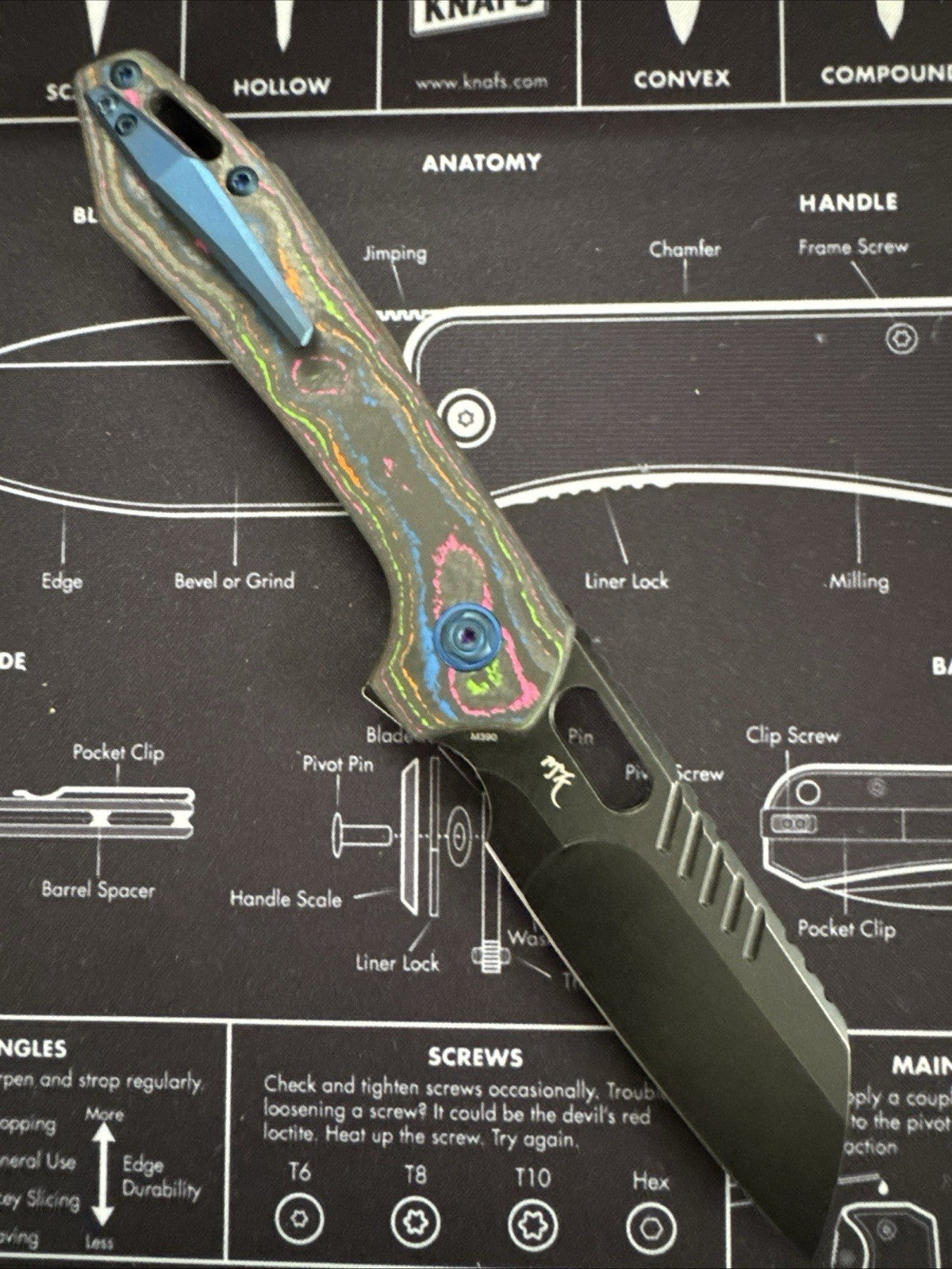 Vosteed RSKAOS EDC Blade BR OP Exclusive- 80s Camo Carbon Handle M390 Blade  NIB