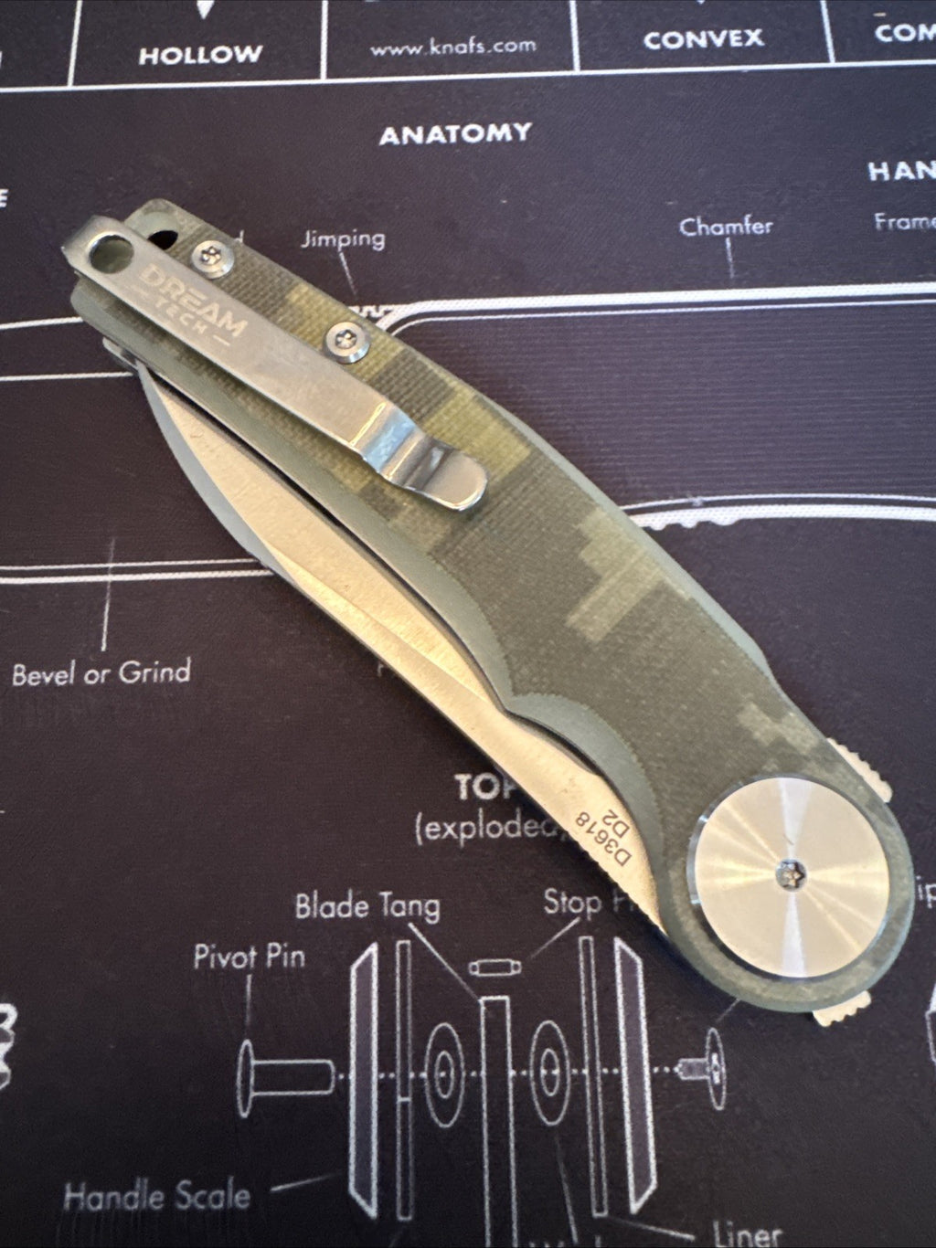 Dreamtech D2 Blade, G10 Handle, Model D3618, Camo