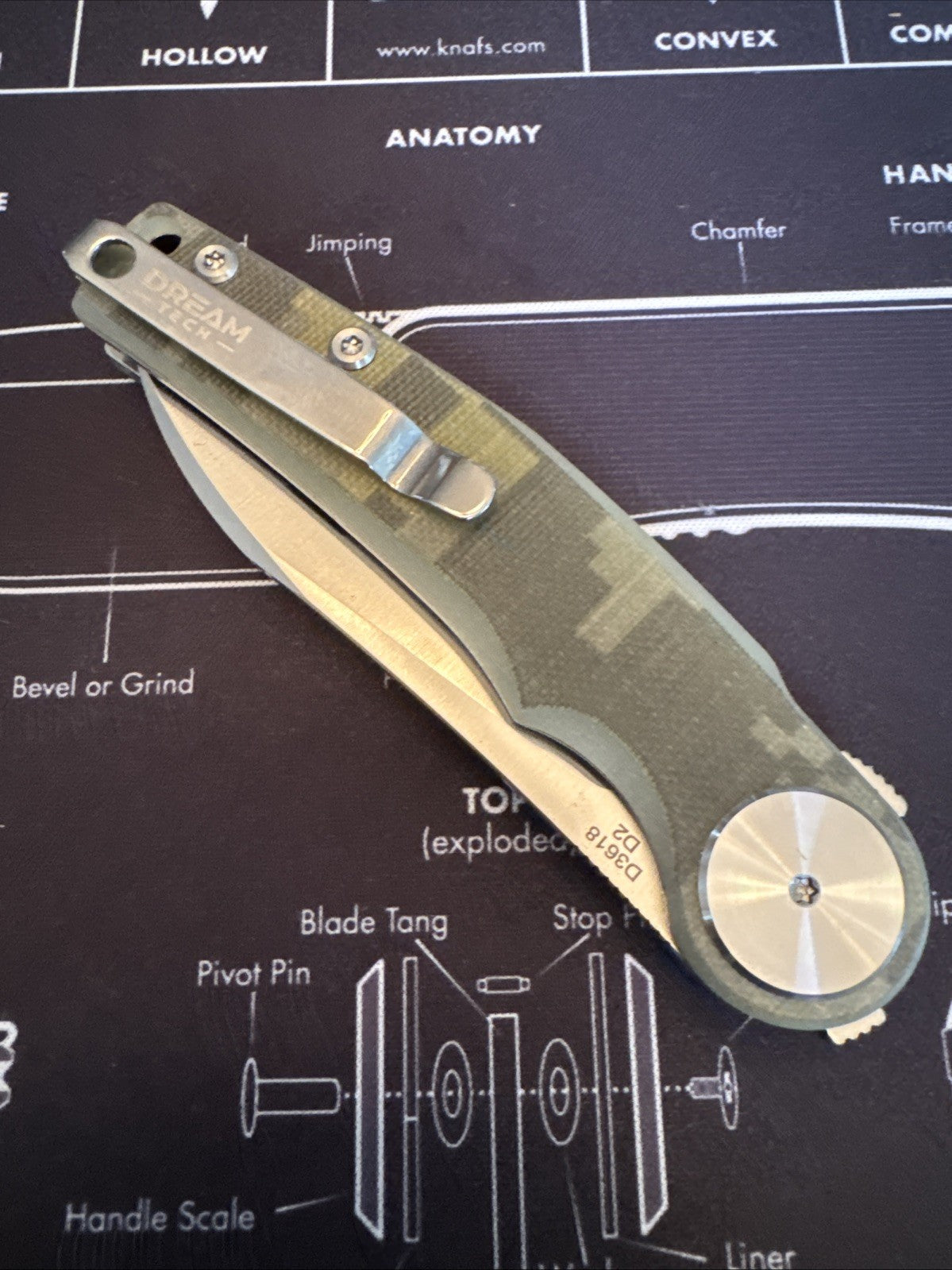 Dreamtech D2 Blade, G10 Handle, Model D3618, Camo