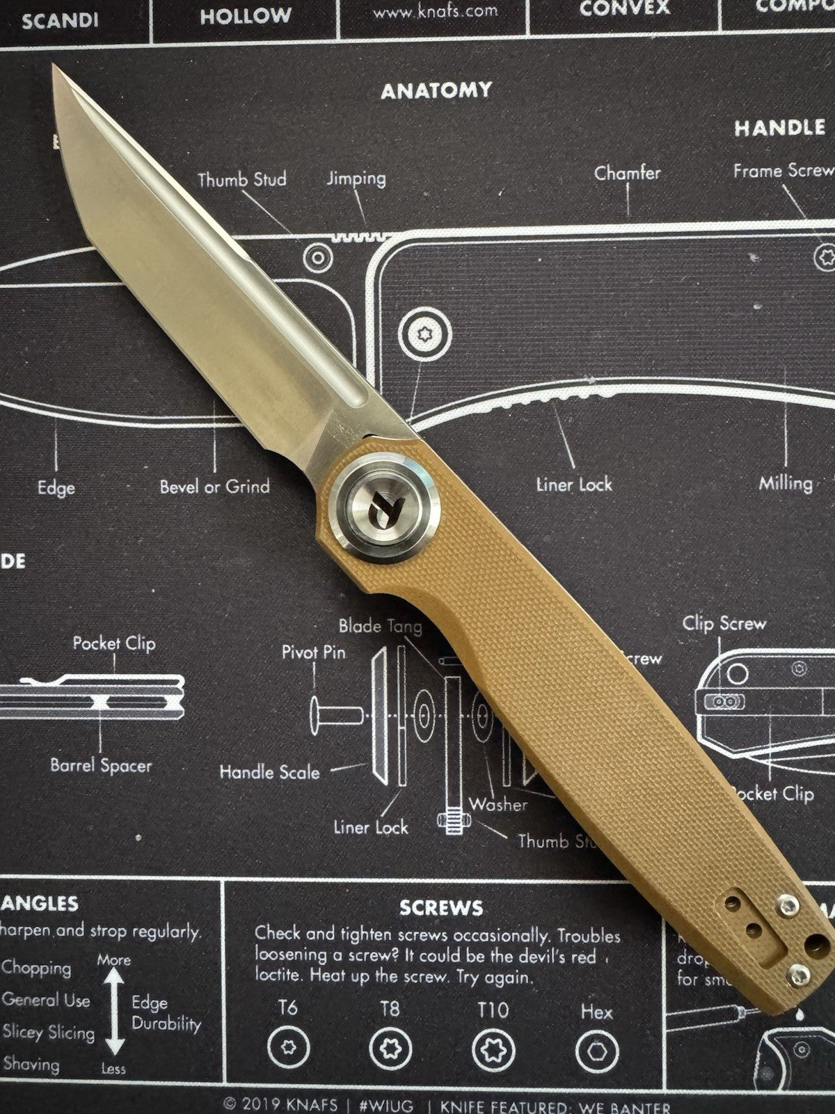 RARE Color - Shot Show Dreamtech Prototype / Sample Brown G10 / D2 Blade - D4002