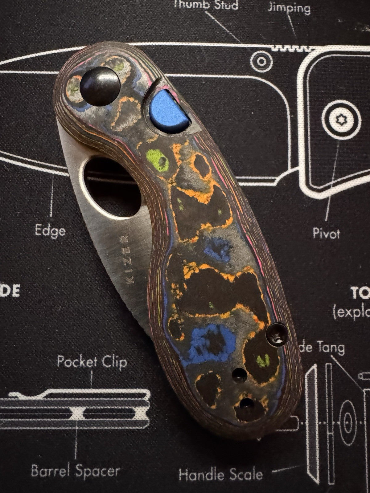 Kizer Microbe 80s Camo Carbon Fiber Folding M390 Pocket Knife 2742A1