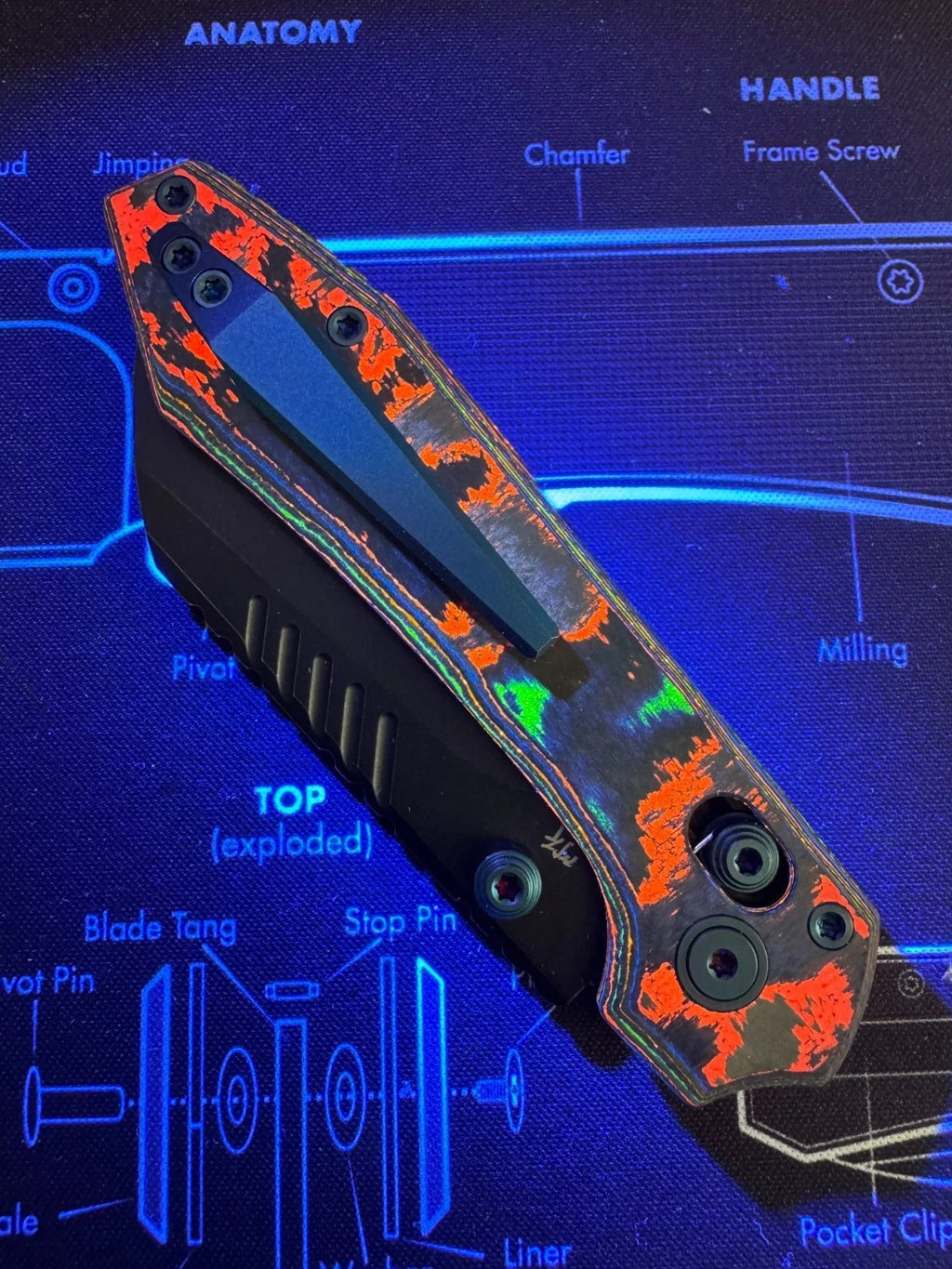 Vosteed Mini RSKAOS 80s Camo Carbon M390 BROP Br-op Exclusive Teeth!