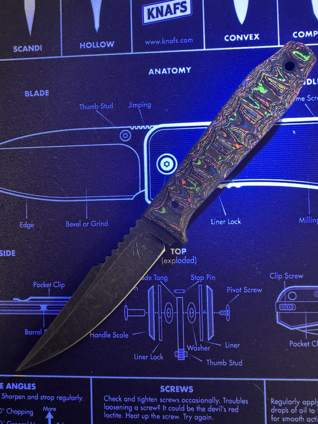 Jason Knight Mini Coffin Bowie 80’s Camo Carbon / Sheath Signed By Jason Knight