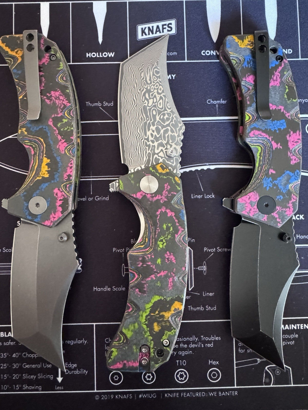 Ground Zero Set Of 3 Knives -  80s Camo Carbon