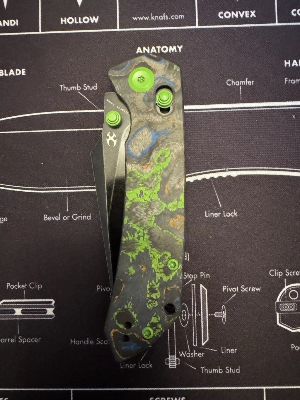KANSEPT Fenrir Crossbar Knife 80S Camo Carbon Fiber Handle (3.48'' CPM S35V
