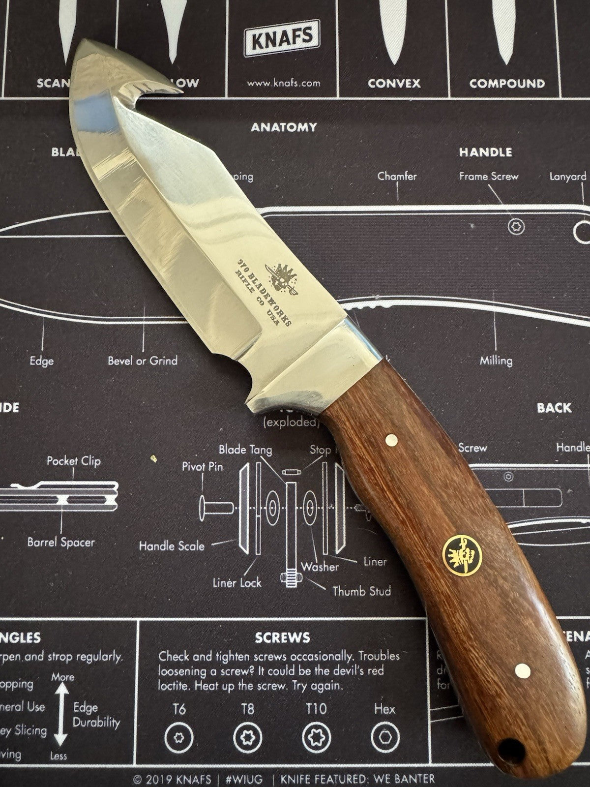 USA MADE Fixed blade - Stainless Polished Blade - Wood Handle 970 Bladeworks