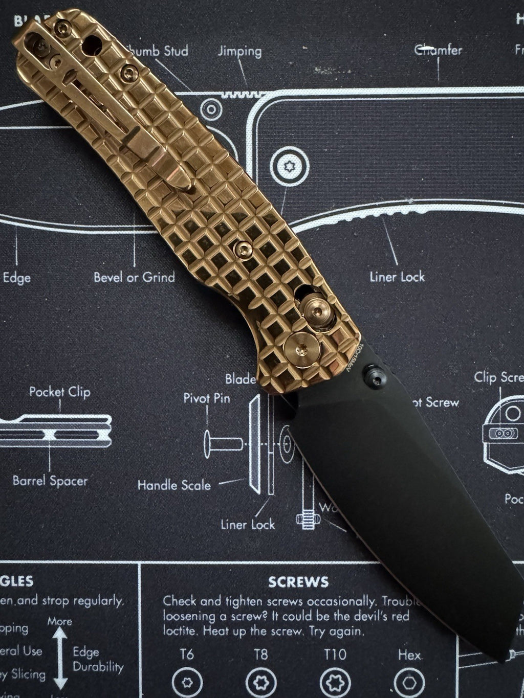 Cicada's Wing Bar Lock Knife Frag Pattern Bronze Stainless - 10CR15MOV