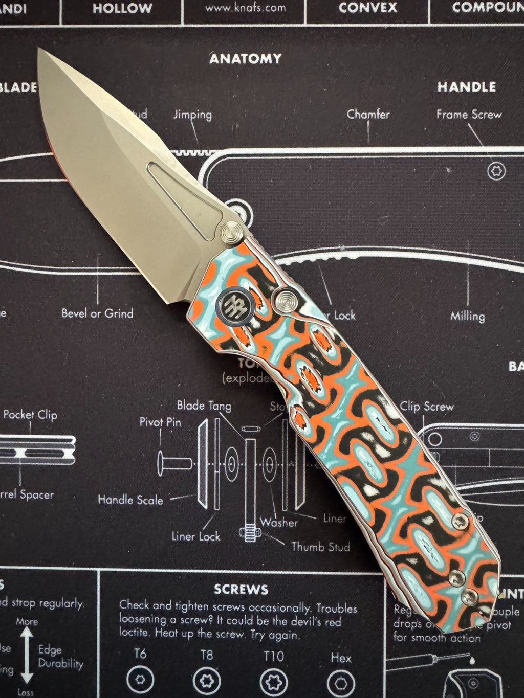 Remette Rhino Manual Folding Knife Vortex Micarta, Button