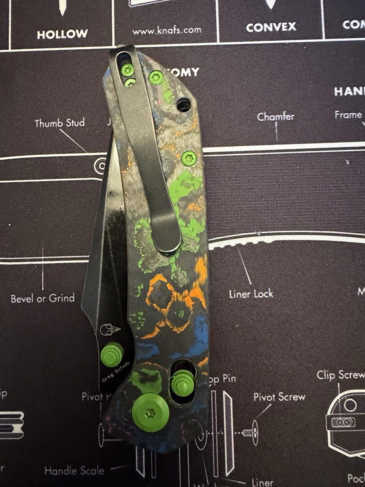 KANSEPT Fenrir Crossbar Knife 80S Camo Carbon Fiber Handle (3.48'' CPM S35V