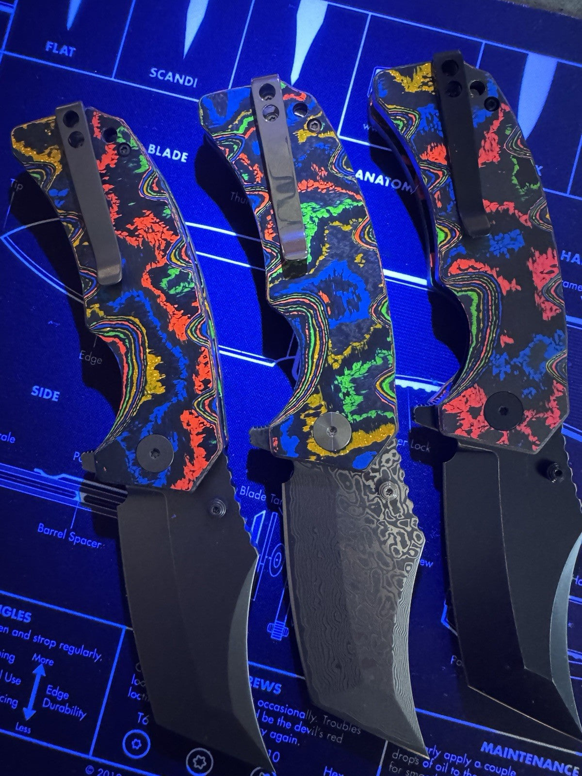 Ground Zero Set Of 3 Knives -  80s Camo Carbon
