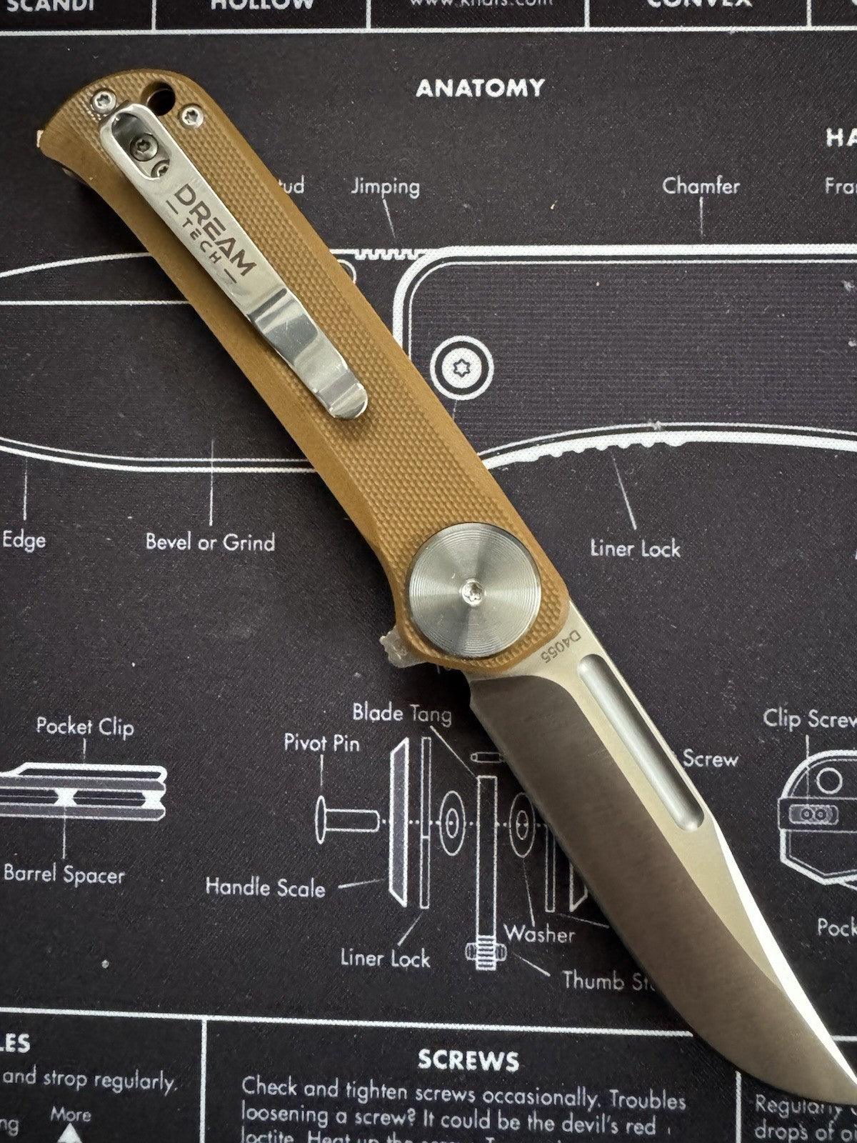 RARE Color - Shot Show Dreamtech Prototype / Sample Brown G10 / D2 Blade - D4055