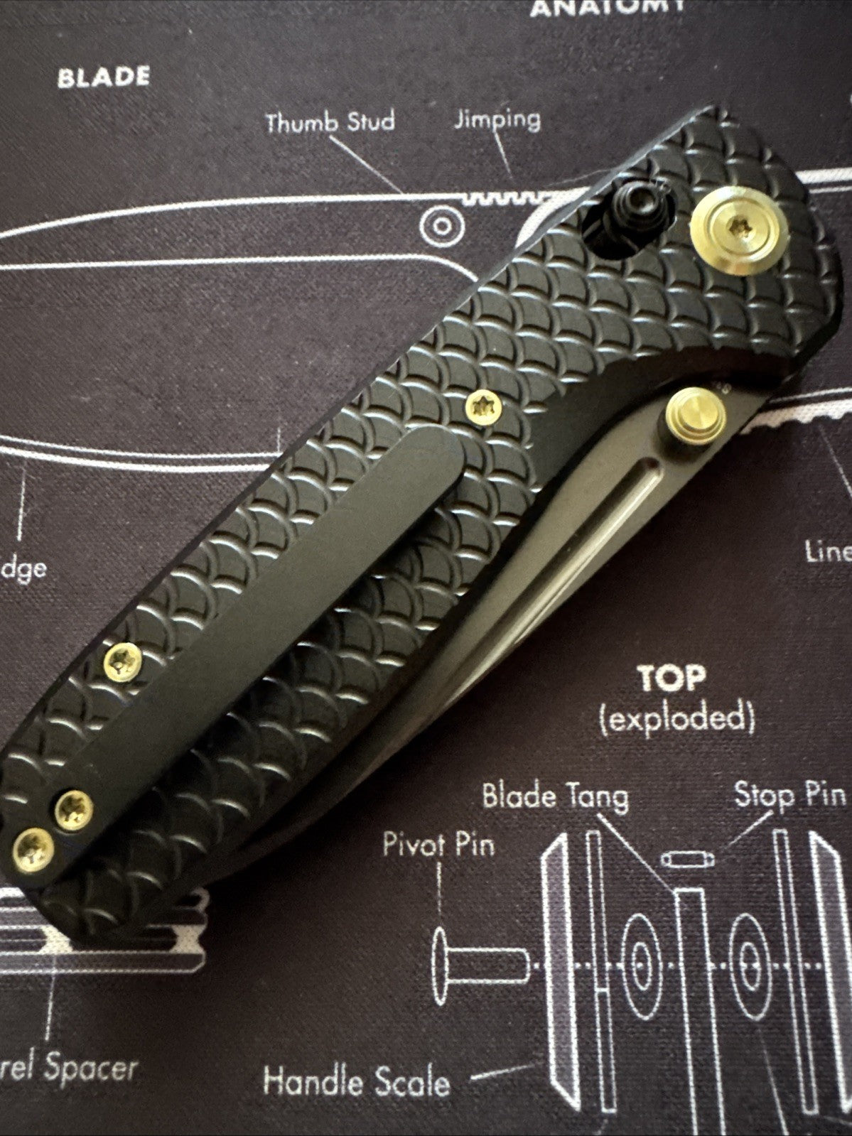Kubey Bluff Folding Knife 3" S35VN Steel Blade Black 6AL4V Steel Titanium Handle
