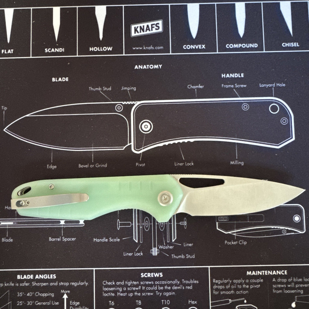 Kubey Doris Liner Lock Front Folding Knife Jade G10 Handle Satin Finish - KU324F