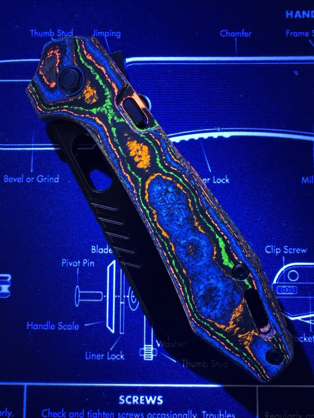 Vosteed RSKAOS EDC Blade BR OP Exclusive- 80s Camo Carbon Handle M390 Blade  NIB