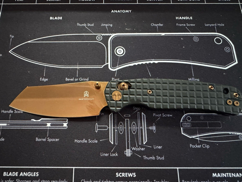 Cicada's Wing Bar Lock Knife Frag Pattern Black Stainless 10CR15MOV Copper Blade