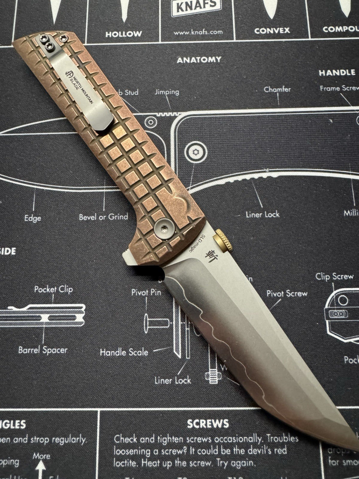 North Mountain Blade Chop Folding Knife 3½″ SLD-Magic Steel Blade Copper Handle