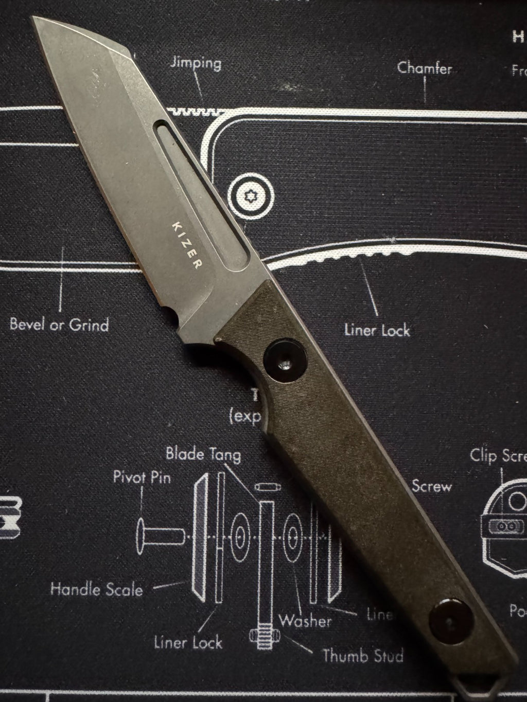 Kizer Phasmids Fixed Knife AEB-L Blade Chocolate Glacier Handle + Sheath 1079A2