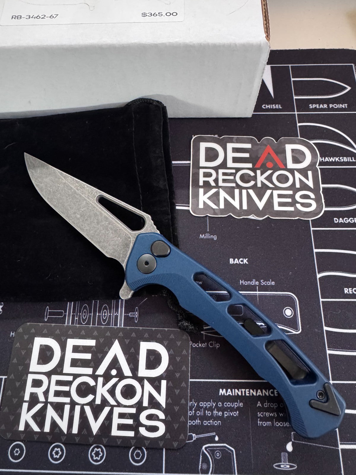 Dead Reckon Knives New Sexy Folding Knife S45VN Navy Blue Aluminum