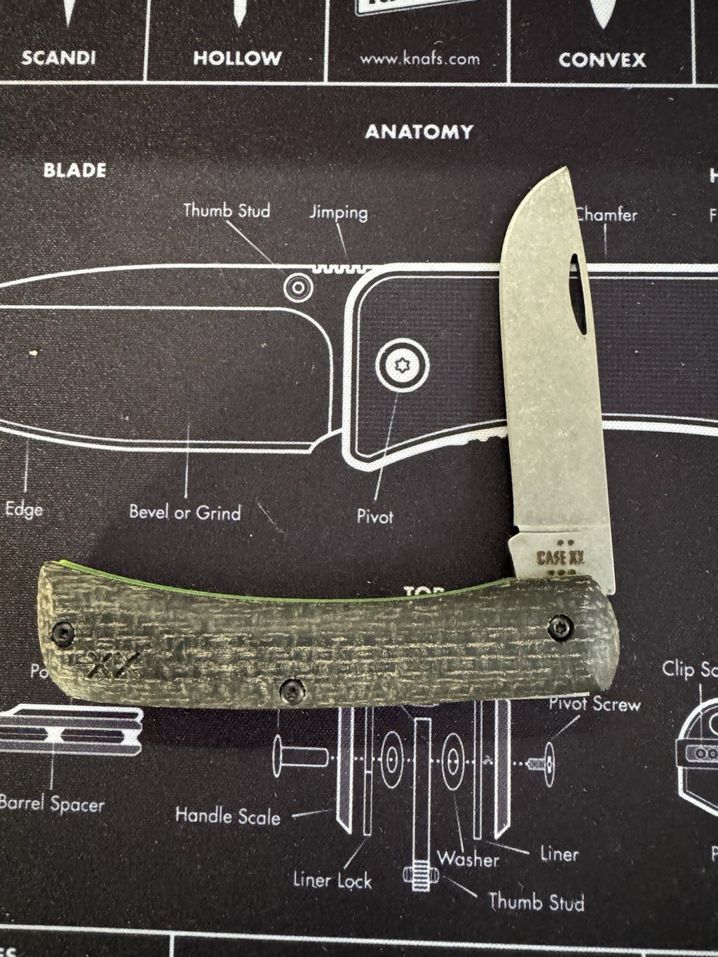 CASE XX KNIVES USA BLACK BURLAP DAYGLOW G10 CROSSROADS XR SOD BUSTER JR 66382