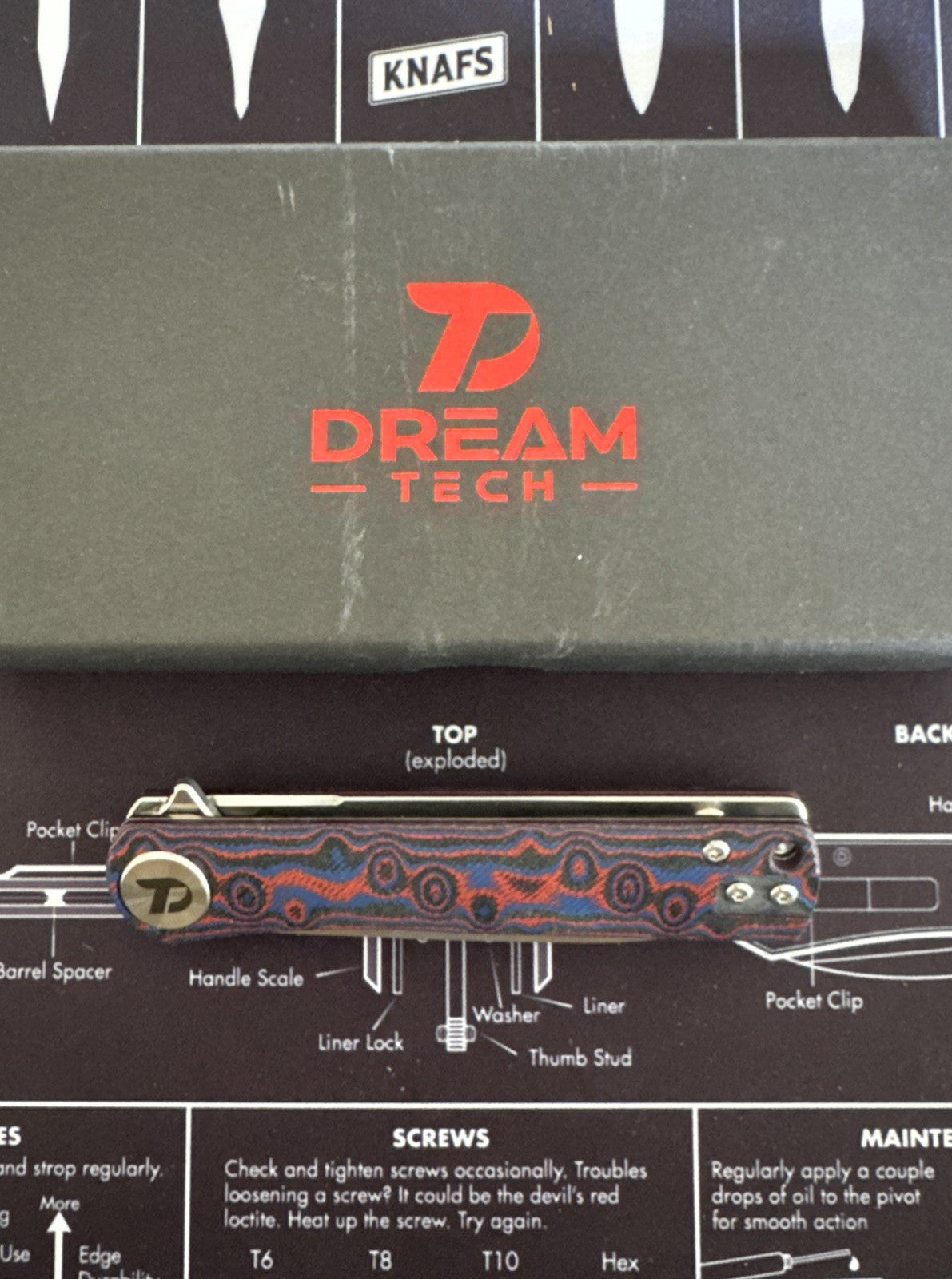 DREAMTECH Knife Folding Knife Micarta Handle D2 Blade Knife D3896