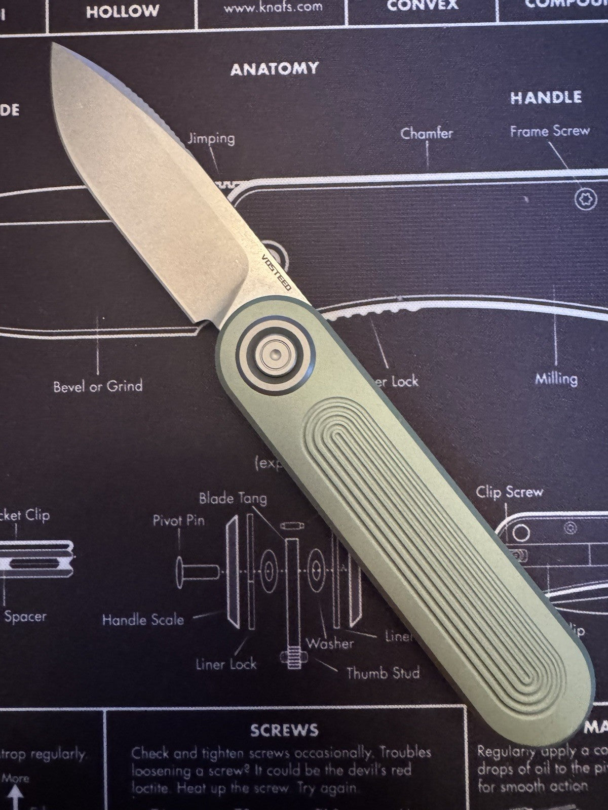 Vosteed Corgi-V 295 Vanchor Lock Green Aluminum Folding S35VN Pocket Knife A3707