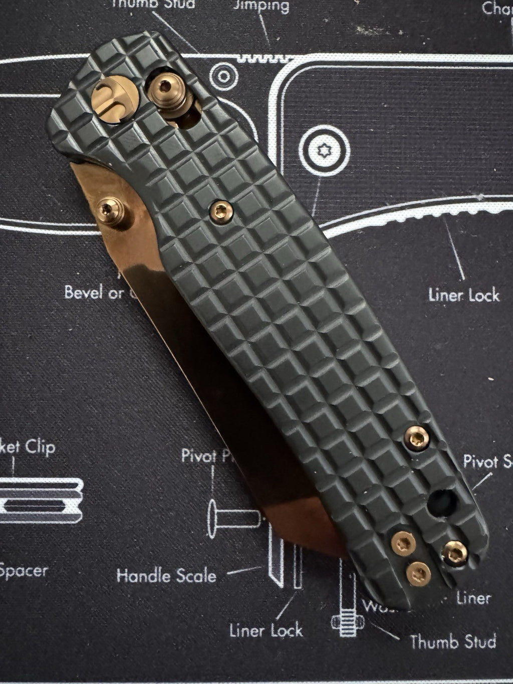 Cicada's Wing Bar Lock Knife Frag Pattern Black Stainless 10CR15MOV Copper Blade