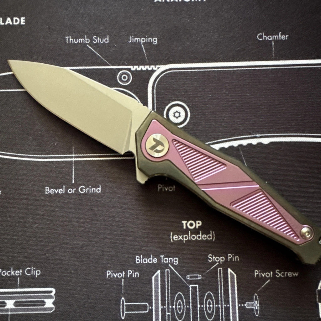 DREAMTECH Mini Folding Pocket Knife Titanium & Zirconium Handle M390 Blade Knife