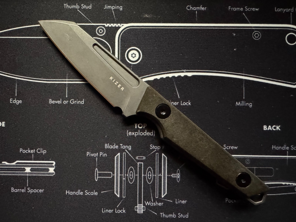Kizer Phasmids Fixed Knife AEB-L Blade Chocolate Glacier Handle + Sheath 1079A2