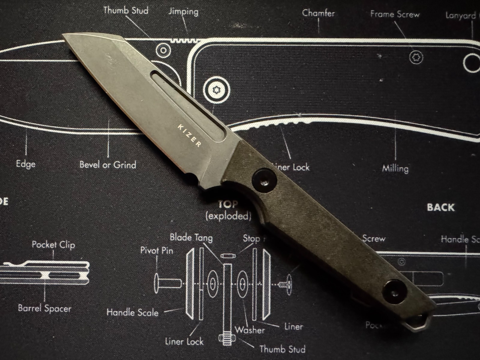 Kizer Phasmids Fixed Knife AEB-L Blade Chocolate Glacier Handle + Sheath 1079A2