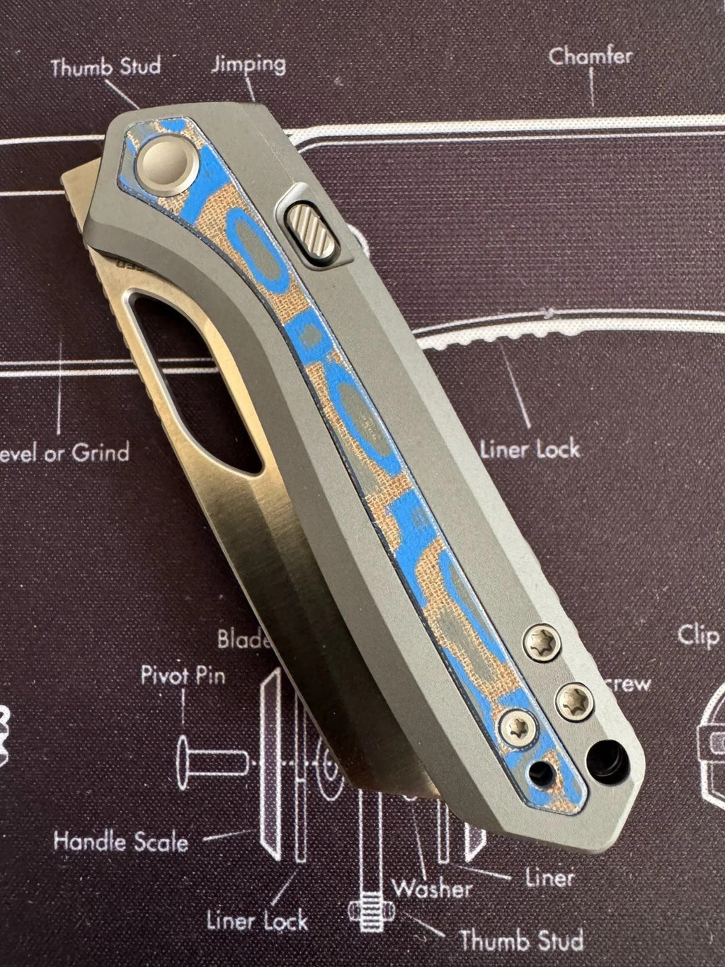 Vosteed Kroc S35VN Blade with Aluminum and Ocean Micarta Handle