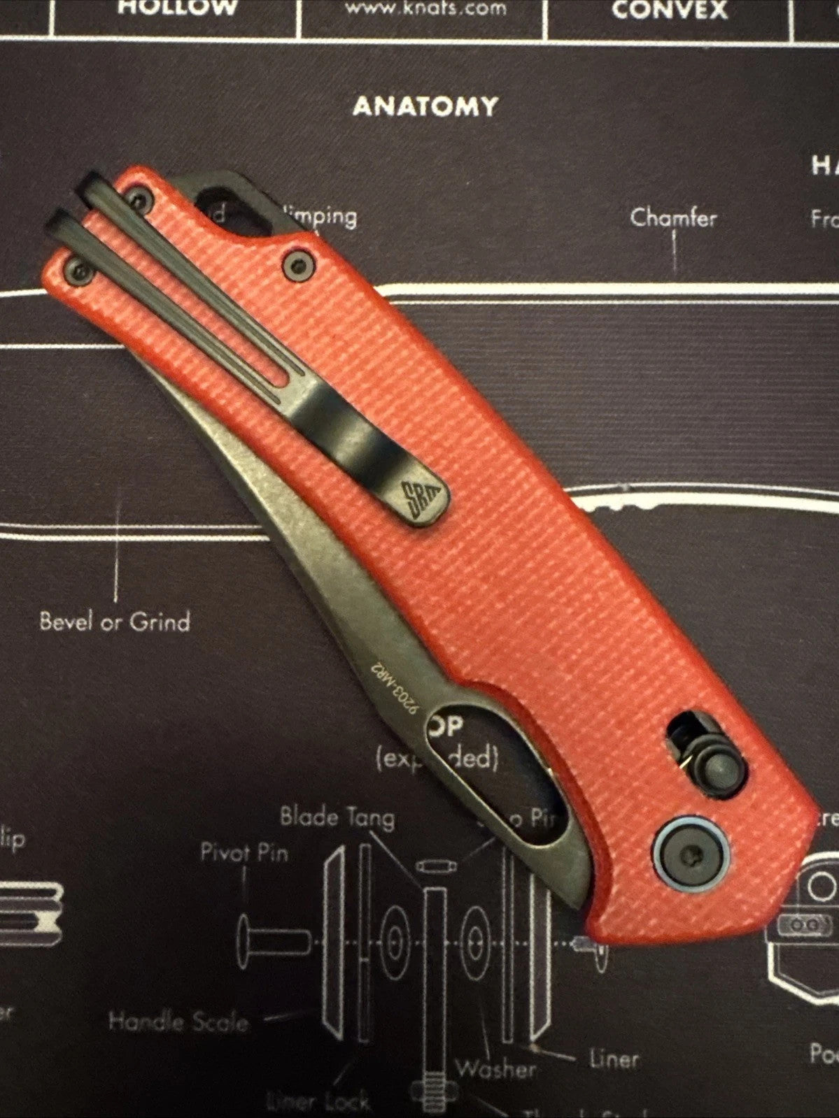 SRM Knives 9203 MR2 Ambi Lock Red Micarta Folding 10Cr15CoMoV Knife 9203MR2