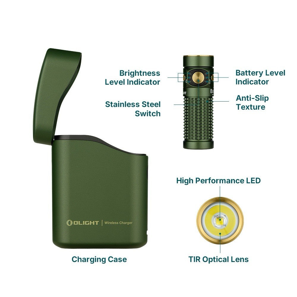 Green Olight Baton 4 Premium Edition Rechargeable Flashlight White (1300)