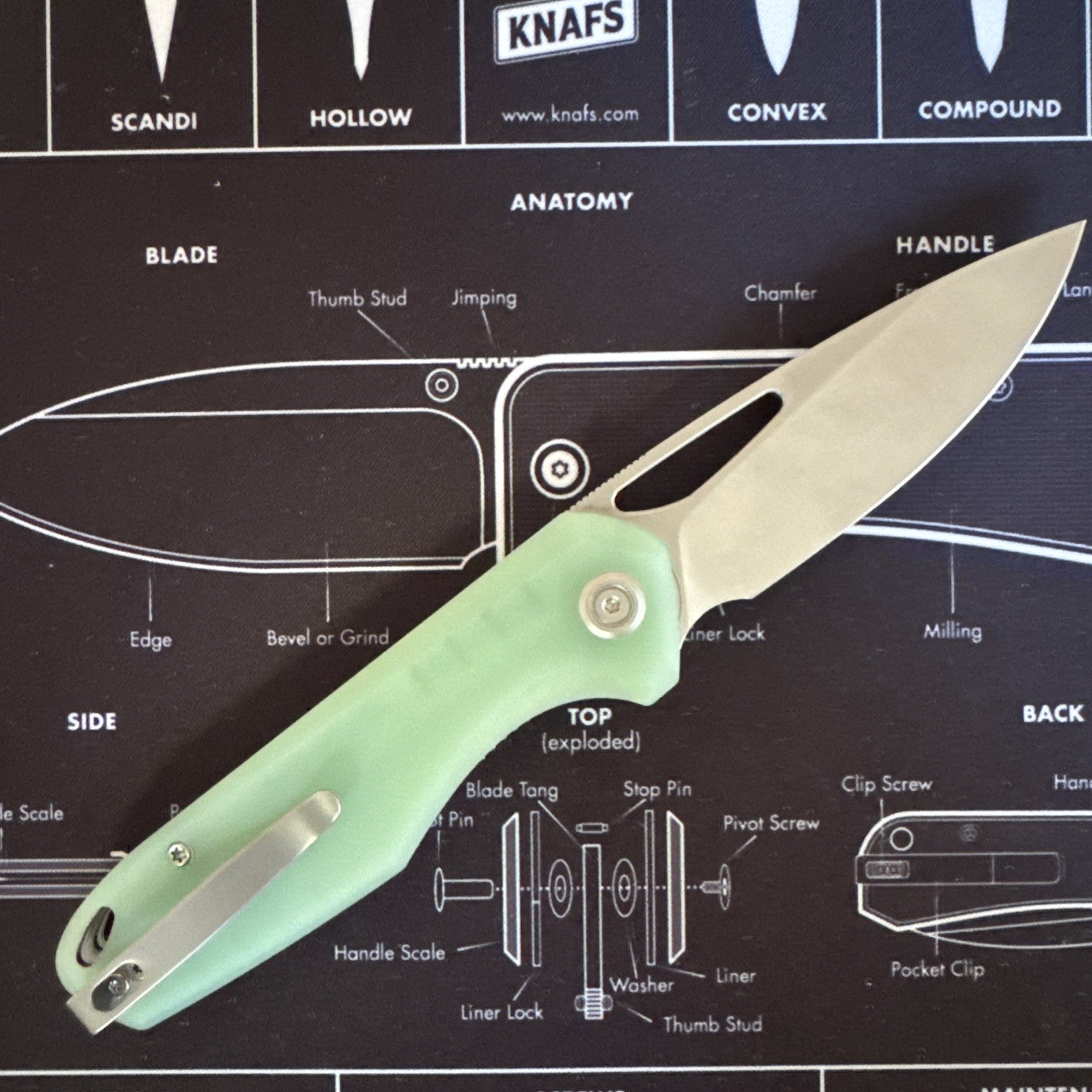 Kubey Doris Liner Lock Front Folding Knife Jade G10 Handle Satin Finish - KU324F