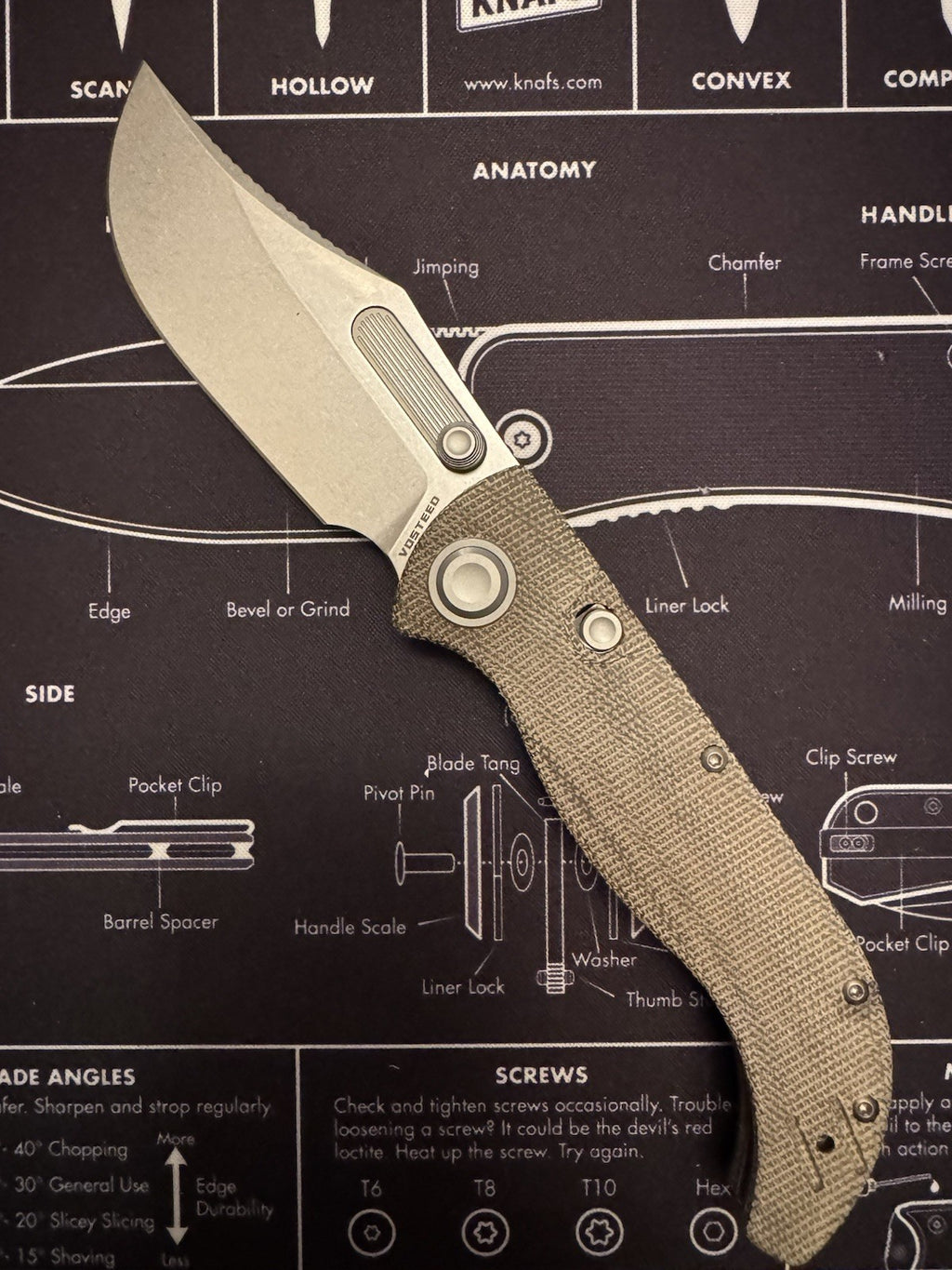 Vosteed Naga Top Liner Lock Knife Green Norplex UltreX Micarta (3.5" Satin)