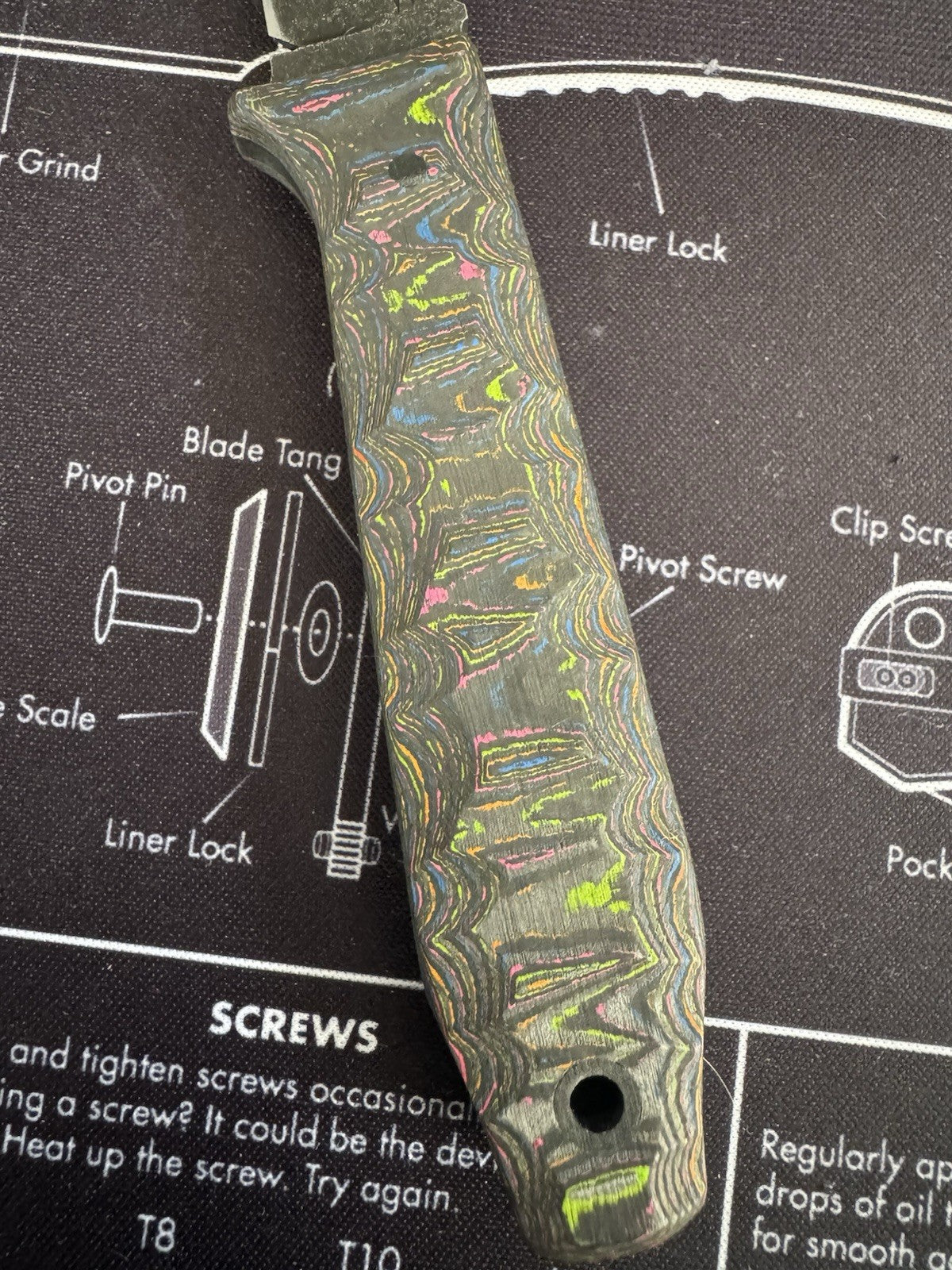 Jason Knight Mini Coffin Bowie 80’s Camo Carbon / Sheath Signed By Jason Knight