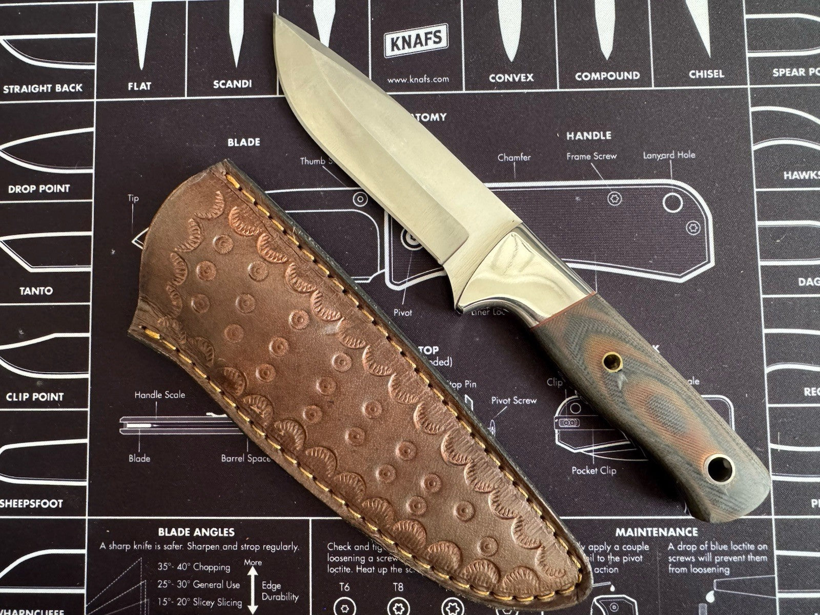 Gift-Ready 8.9" Damascus / Steel Knife Full Tang Hunt it Hunt + Leather Sheath