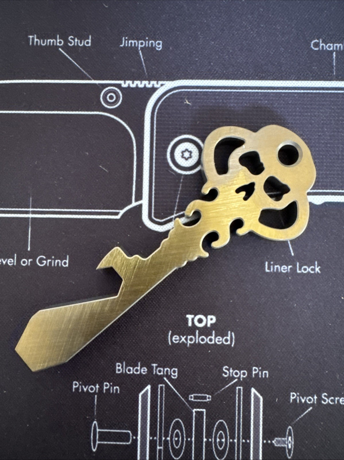 Chaves Knives Titanium Anodized Bronze Color Skeleton Key Prybar  - Brand New!