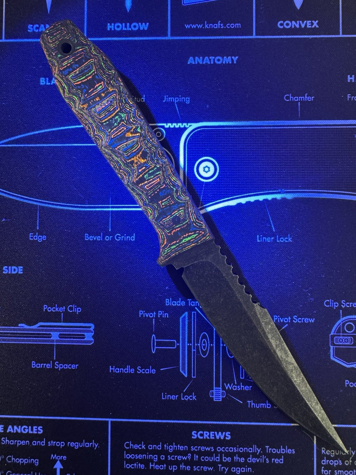 Jason Knight Mini Coffin Bowie 80’s Camo Carbon / Sheath Signed By Jason Knight