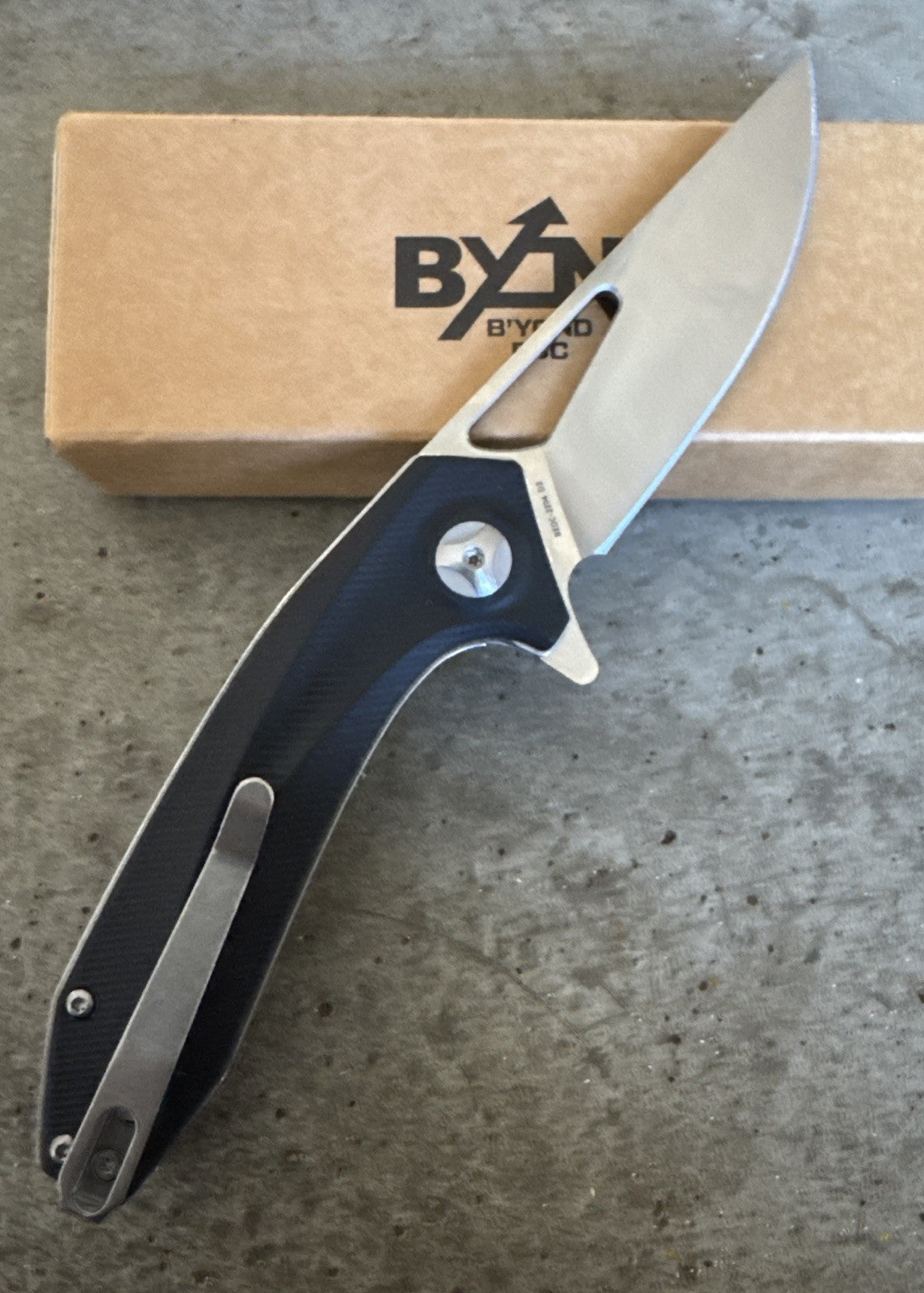 Beyond EDC Sirocco Folding Knife 3.25" D2 Tool Steel Blade Black G10 Handle