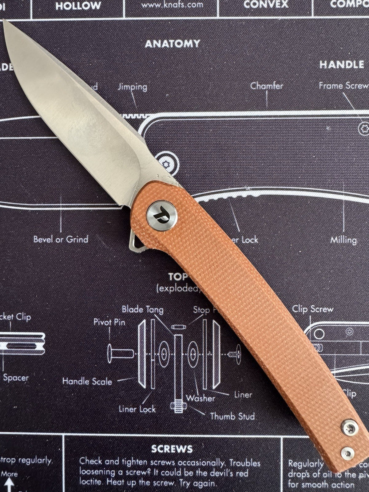 Dreamtech Linerlock Natural Micarta Folding D2 Steel Pocket Knife K3613MO