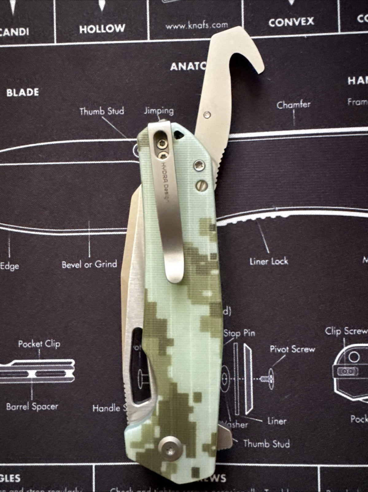 Kubey RDF Button Lock Folding Knife Camo G10 Handle AUS-10 Spear Point KU316C