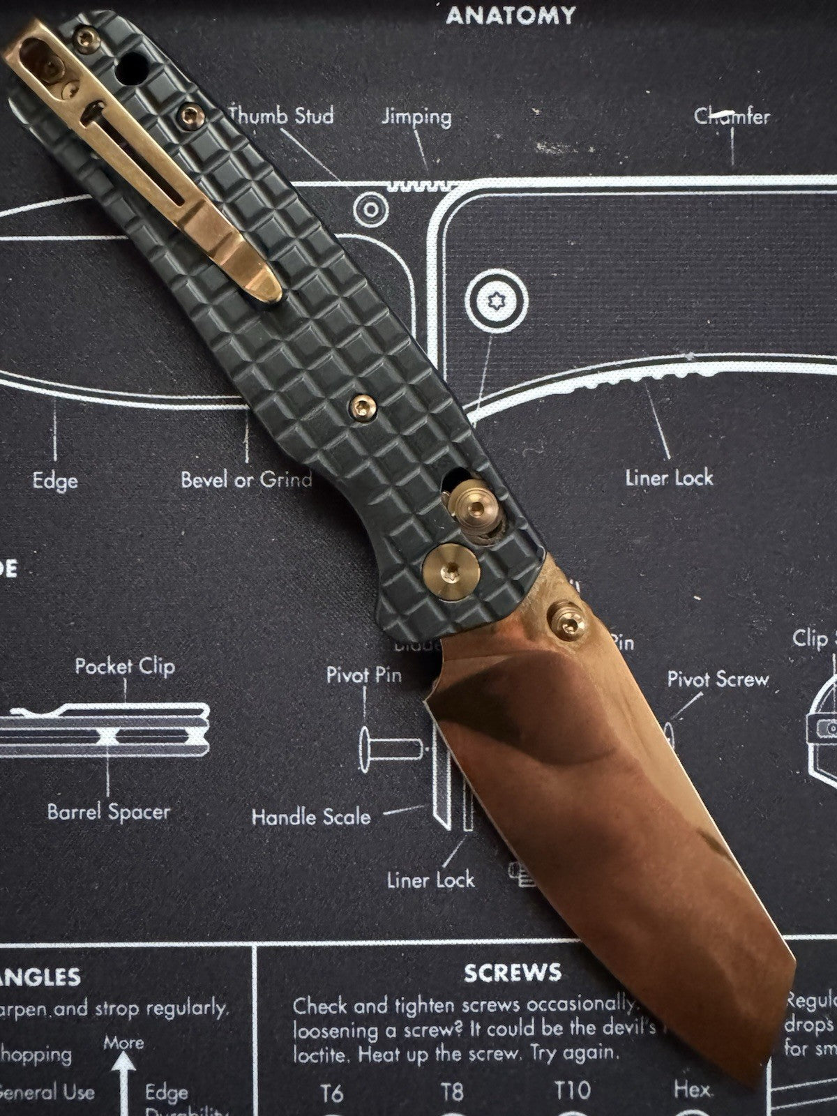 Cicada's Wing Bar Lock Knife Frag Pattern Black Stainless 10CR15MOV Copper Blade