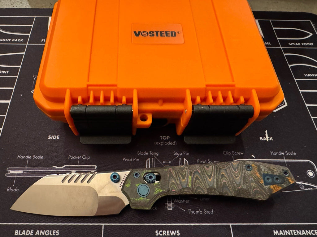 Vosteed Mini RSKAOS 80s Camo Carbon M390 BROP Br-op Exclusive Teeth!