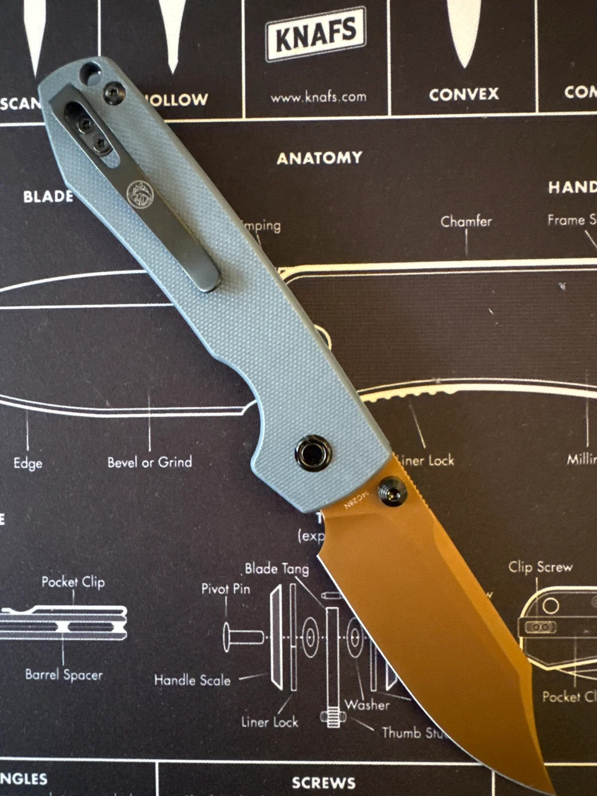 Vosteed Raccoon Copper Dune Dark Blue G10 Handdle Folding Knife