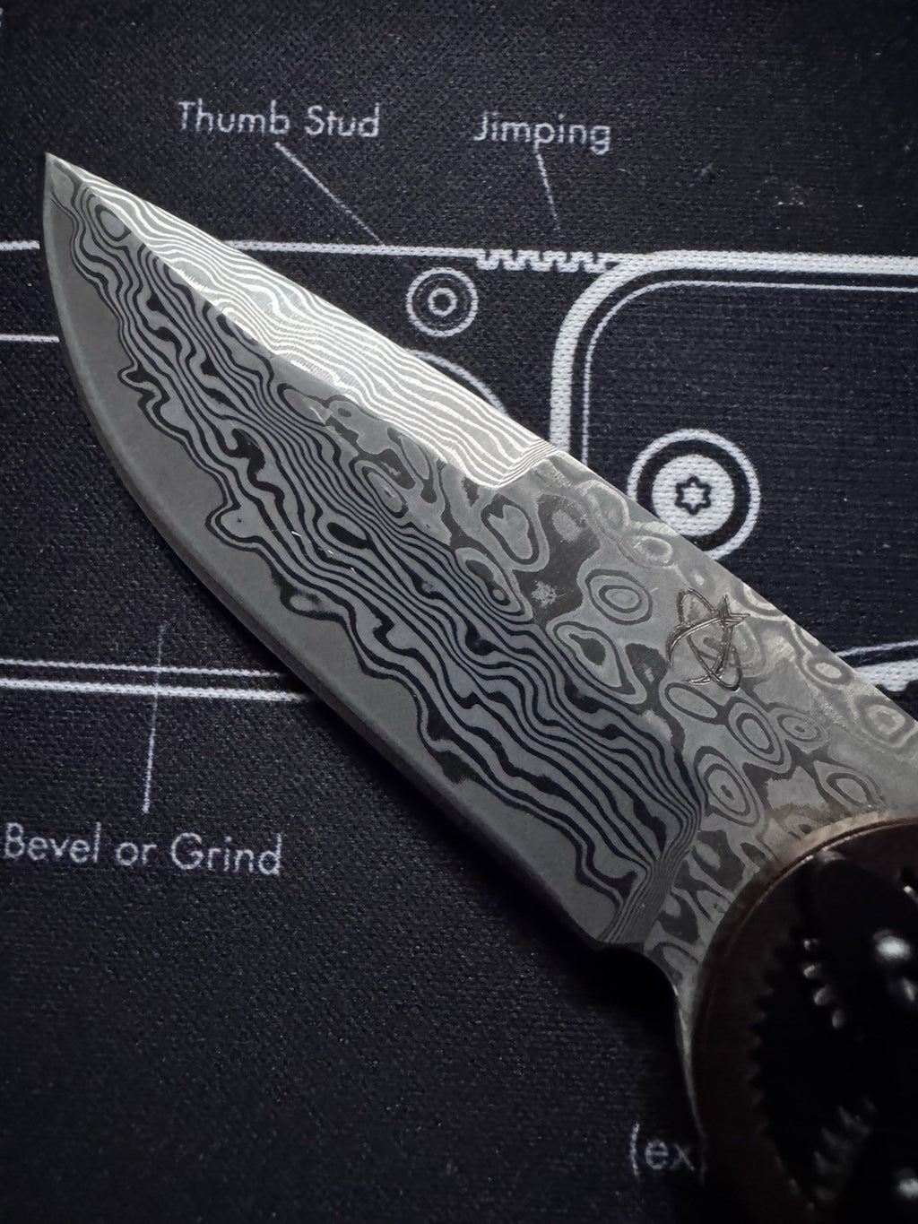 Mantis GH2027DP G&G Hawk Designs Gearhead Folding Knife 2.875" Damascus Drop