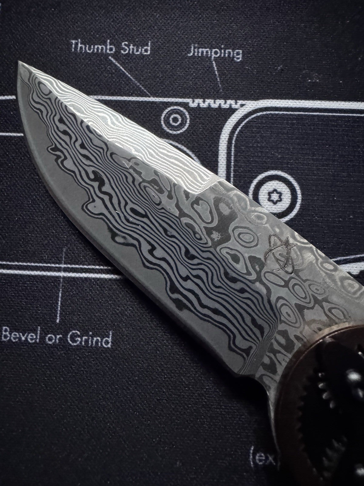 Mantis GH2027DP G&G Hawk Designs Gearhead Folding Knife 2.875" Damascus Drop
